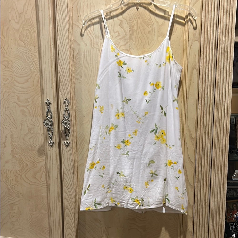 Floral White and Yellow Slip Dress